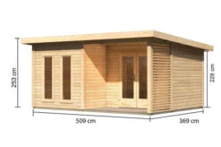 KARIBU Terrassenhaus Radeburg 5, Naturbelassen, Fichtenholz 38mm, 560 X 368 X 254 Cm, Flachdach -Doppler Verkäufe 30482 1 05.jpg