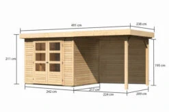 KARIBU Gartenhaus Askola 3, Naturbelassen, Fichtenholz 19mm, 491 X 217 X 211 Cm, Flachdach, Anbau 2,4m Mit Rückwand -Doppler Verkäufe 30537 3 05.jpg