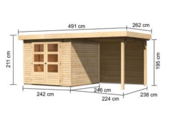 KARIBU Gartenhaus Askola 3,5, Naturbelassen, Fichtenholz 19mm, 491 X 246 X 211 Cm, Flachdach, Anbau 2,4m Mit Rückwand -Doppler Verkäufe 30537 5 05.jpg