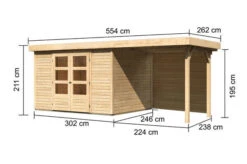 KARIBU Gartenhaus Askola 5, Naturbelassen, Fichtenholz 19mm, 554 X 246 X 211 Cm, Flachdach, Anbau 2,4m Mit Rückwand -Doppler Verkäufe 30537 9 05.jpg