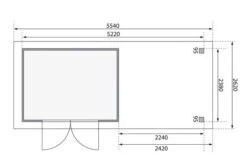 KARIBU Gartenhaus Askola 5, Naturbelassen, Fichtenholz 19mm, 554 X 246 X 211 Cm, Flachdach, Anbau 2,4m Mit Rückwand -Doppler Verkäufe 30537 9 06.jpg