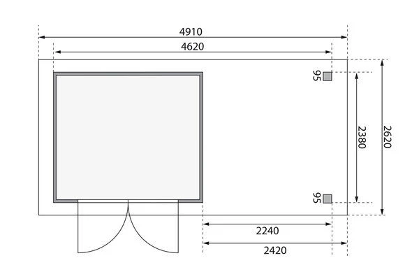 KARIBU Gartenhaus Askola3,5 , Terragrau, Fichtenholz 19mm, 491 X 246 X 211 Cm, Flachdach, Anbau 2,4m Mit Rück- Und Seitenwand 6 KARIBU Gartenhaus Askola3,5 , Terragrau, Fichtenholz 19mm, 491 X 246 X 211 Cm, Flachdach, Anbau 2,4m Mit Rück- Und Seitenwand - Image 6