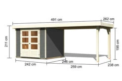 KARIBU Gartenhaus Askola 3,5, Terragrau, Fichtenholz 19mm, 528,5 X 246 X 211 Cm, Flachdach, Seitlicher Anbau 2,8m 14 KARIBU Gartenhaus Askola 3,5, Terragrau, Fichtenholz 19mm, 528,5 X 246 X 211 Cm, Flachdach, Seitlicher Anbau 2,8m -Doppler Verkäufe 30539 1 05.jpg