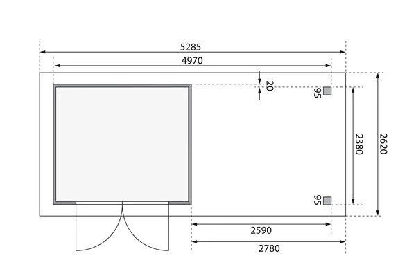 KARIBU Gartenhaus Askola 3,5, Terragrau, Fichtenholz 19mm, 528,5 X 246 X 211 Cm, Flachdach, Seitlicher Anbau 2,8m 6 KARIBU Gartenhaus Askola 3,5, Terragrau, Fichtenholz 19mm, 528,5 X 246 X 211 Cm, Flachdach, Seitlicher Anbau 2,8m - Image 6