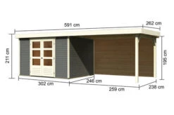 KARIBU Gartenhaus Askola 5, Terragrau, Fichtenholz 19mm, 591,5 X 246 X 211 Cm, Flachdach, Seitlicher Anbau 2,8m Mit Rückwand 14 KARIBU Gartenhaus Askola 5, Terragrau, Fichtenholz 19mm, 591,5 X 246 X 211 Cm, Flachdach, Seitlicher Anbau 2,8m Mit Rückwand -Doppler Verkäufe 30540 10 05.jpg