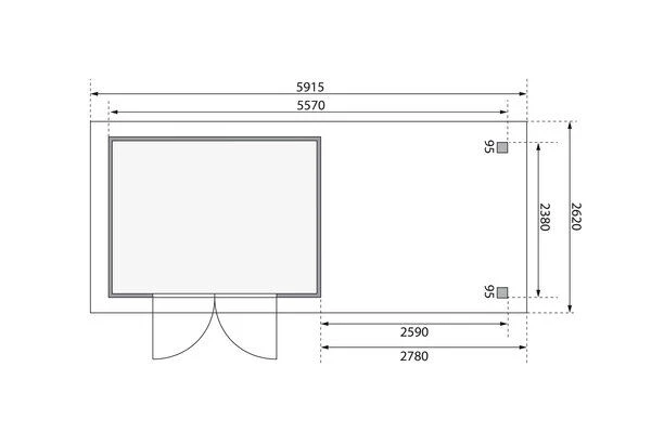KARIBU Gartenhaus Askola 5, Terragrau, Fichtenholz 19mm, 591,5 X 246 X 211 Cm, Flachdach, Seitlicher Anbau 2,8m Mit Rückwand 6 KARIBU Gartenhaus Askola 5, Terragrau, Fichtenholz 19mm, 591,5 X 246 X 211 Cm, Flachdach, Seitlicher Anbau 2,8m Mit Rückwand – Bild 6