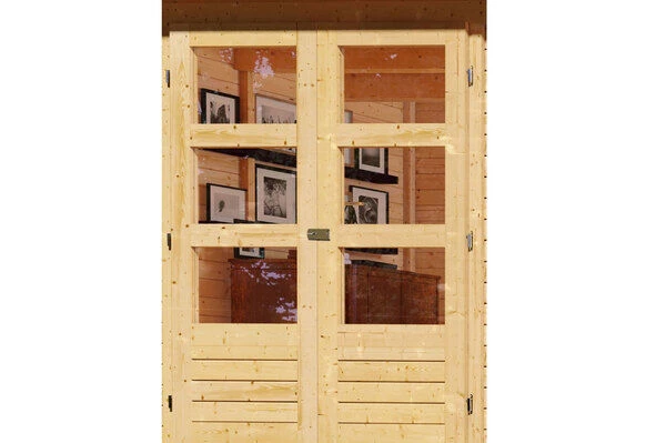 KARIBU Gartenhaus Askola 3, Naturbelassen, Fichtenholz 19mm, 528,5 X 217 X 211 Cm, Flachdach, Seitlicher Anbau 2,8m Mit Rückwand 2 KARIBU Gartenhaus Askola 3, Naturbelassen, Fichtenholz 19mm, 528,5 X 217 X 211 Cm, Flachdach, Seitlicher Anbau 2,8m Mit Rückwand - Image 2