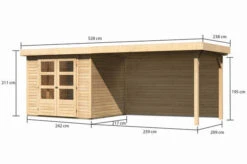 KARIBU Gartenhaus Askola 3, Naturbelassen, Fichtenholz 19mm, 528,5 X 217 X 211 Cm, Flachdach, Seitlicher Anbau 2,8m Mit Rückwand 14 KARIBU Gartenhaus Askola 3, Naturbelassen, Fichtenholz 19mm, 528,5 X 217 X 211 Cm, Flachdach, Seitlicher Anbau 2,8m Mit Rückwand -Doppler Verkäufe 30540 3 05.jpg