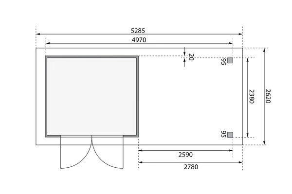KARIBU Gartenhaus Askola 3,5, Naturbelassen, Fichtenholz 19mm, 528,5 X 246 X 211 Cm, Flachdach, Seitlicher Anbau 2,8m Mit Rückwand 7 KARIBU Gartenhaus Askola 3,5, Naturbelassen, Fichtenholz 19mm, 528,5 X 246 X 211 Cm, Flachdach, Seitlicher Anbau 2,8m Mit Rückwand – Bild 7