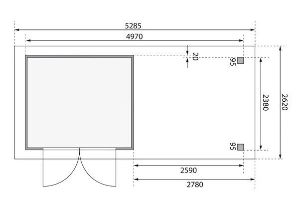 KARIBU Gartenhaus Askola 3,5, Terragrau, Fichtenholz 19mm, 528,5 X 246 X 211 Cm, Flachdach, Seitlicher Anbau 2,8m Mit Rückwand 7 KARIBU Gartenhaus Askola 3,5, Terragrau, Fichtenholz 19mm, 528,5 X 246 X 211 Cm, Flachdach, Seitlicher Anbau 2,8m Mit Rückwand – Bild 7
