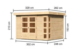 KARIBU Gartenhaus Kerko 5, Naturbelassen, Fichtenholz 19mm, 329 X 246 X 210 Cm, Flachdach, Doppelflügeltür 14 KARIBU Gartenhaus Kerko 5, Naturbelassen, Fichtenholz 19mm, 329 X 246 X 210 Cm, Flachdach, Doppelflügeltür -Doppler Verkäufe 30542 1 05.jpg