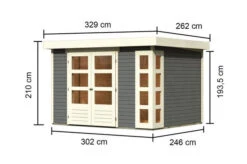 KARIBU Gartenhaus Kerko 5, Terragrau, Fichtenholz 19mm, 329 X 246 X 210 Cm, Flachdach, Doppelflügeltür -Doppler Verkäufe 30542 2 05.jpg