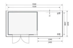 KARIBU Gartenhaus Kerko 5, Naturbelassen, Fichtenholz 19mm, 554 X 246 X 210 Cm, Flachdach, Anbau 2,4m -Doppler Verkäufe 30543 1 06.jpg