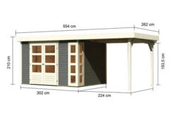 KARIBU Gartenhaus Kerko 5, Terragrau, Fichtenholz 19mm, 554 X 246 X 210 Cm, Flachdach, Anbau 2,4m -Doppler Verkäufe 30543 2 05.jpg