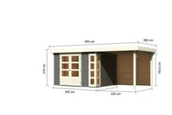 KARIBU Gartenhaus Kerko 5, Terragrau, Fichtenholz 19mm, 554 X 246 X 210 Cm, Flachdach, Anbau 2,4m Mit Rückwand -Doppler Verkäufe 30544 6 05.jpg