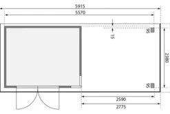 KARIBU Gartenhaus Kerko 5, Terragrau, Fichtenholz 19mm, 591,5 X 246 X 210 Cm, Flachdach, Anbau 2,8m -Doppler Verkäufe 30546 2 06.jpg