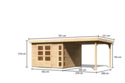 KARIBU Gartenhaus Kerko 6, Naturbelassen, Fichtenholz 19mm, 334 X 306 X 216 Cm, Flachdach, Anbau 2,8m -Doppler Verkäufe 30546 3 05.jpg