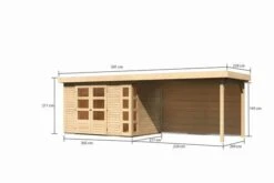 KARIBU Gartenhaus Kerko 4, Naturbelassen, Fichtenholz 19mm, 609 X 217 X 211 Cm, Flachdach, Anbau 2,8m Mit Rückwand -Doppler Verkäufe 30547 3 05.jpg