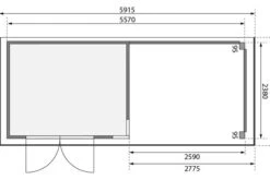 KARIBU Gartenhaus Kerko 5, Naturbelassen, Fichtenholz 19mm, 591,5 X 246 X 210 Cm, Flachdach, Anbau 2,8m Mit Rückwand -Doppler Verkäufe 30547 5 06.jpg