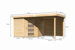 KARIBU Gartenhaus Schwandorf 5, Naturbelassen, Fichtenholz 19mm, 493 X 246 X 218 Cm, Flachdach, Anbau 2,4m Mit Rückwand -Doppler Verkäufe 30549 3 05.jpg