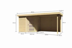 KARIBU Gartenhaus Schwandorf 3, Naturbelassen, Fichtenholz 19mm, 504,5 X 217 X 218 Cm, Flachdach, Anbau 2,8m Mit Rückwand -Doppler Verkäufe 30551 1 05.jpg