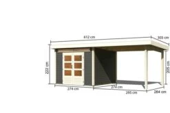 KARIBU Gartenhaus Kandern 6, Terragrau, Fichtenholz 28mm, 612 X 274 X 222 Cm, Pultdach, Anbau 3,2m -Doppler Verkäufe 30558 1 05.jpg