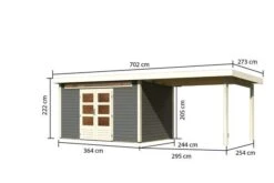 KARIBU Gartenhaus Kandern 7, Terragrau, Fichtenholz 28mm, 702 X 244 X 222 Cm, Pultdach, Anbau 3,2m -Doppler Verkäufe 30558 2 05.jpg