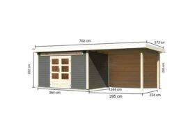 KARIBU Gartenhaus Kandern 7, Terragrau, Fichtenholz 28mm, 702 X 244 X 222 Cm, Pultdach, Anbau 3,2m Mit Rückwand 14 KARIBU Gartenhaus Kandern 7, Terragrau, Fichtenholz 28mm, 702 X 244 X 222 Cm, Pultdach, Anbau 3,2m Mit Rückwand -Doppler Verkäufe 30559 4 05.jpg