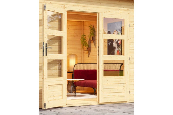 KARIBU Gartenhaus Northeim 5, Naturbelassen, Fichtenholz 40mm, 724 X 369 X 229 Cm, Pultdach, Anbau 3m Mit Rückwand 2 KARIBU Gartenhaus Northeim 5, Naturbelassen, Fichtenholz 40mm, 724 X 369 X 229 Cm, Pultdach, Anbau 3m Mit Rückwand - Image 2