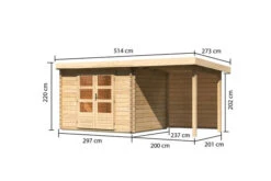KARIBU Gartenhaus Bastrup3 , Naturbelassen, Fichtenholz 28mm, 514,5 X 237 X 220 Cm, Pultdach, Anbau 2m Mit Rückwand -Doppler Verkäufe 30563 2 05.jpg