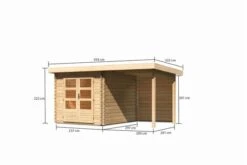 KARIBU Gartenhaus Bastrup4 , Naturbelassen, Fichtenholz 28mm, 454,5 X 297 X 222 Cm, Pultdach, Anbau 2m Mit Rückwand -Doppler Verkäufe 30563 3 05.jpg