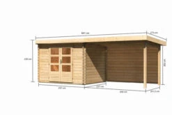 KARIBU Gartenhaus Bastrup 3, Naturbelassen, Fichtenholz 28mm, 641 X 237 X 220 Cm, Pultdach, Anbau 3m Mit Rückwand -Doppler Verkäufe 30566 3 05.jpg