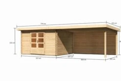 KARIBU Gartenhaus Bastrup 7, Naturbelassen, Fichtenholz 28mm, 774,5 X 297 X 222 Cm, Pultdach, Anbau 4m Mit Rückwand -Doppler Verkäufe 30568 3 05.jpg