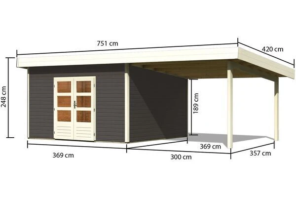 KARIBU Gartenhaus Northeim 5, Fichtenholz 38 Mm, Pultdach 3 KARIBU Gartenhaus Northeim 5, Fichtenholz 38 Mm, Pultdach - Image 3
