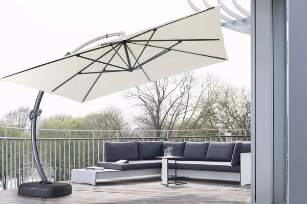 OUTFLEXX Luxus Ampelschirm, Anthrazit/creme, Edelstahl/Aluminium, 350x350cm, Inkl. Schirmständer Und Schutzhülle 3 OUTFLEXX Luxus Ampelschirm, Anthrazit/creme, Edelstahl/Aluminium, 350x350cm, Inkl. Schirmständer Und Schutzhülle - Image 3