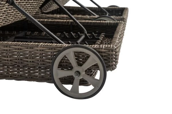 OUTFLEXX Rollliege, Grau, Polyrattan, 200x70x27,5cm, Rückenlehne 5-fach Verstellbar 3 OUTFLEXX Rollliege, Grau, Polyrattan, 200x70x27,5cm, Rückenlehne 5-fach Verstellbar - Image 3