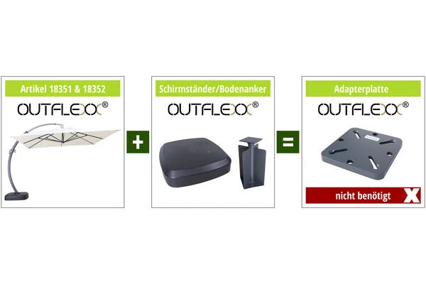 OUTFLEXX Luxus Ampelschirm, Anthrazit/creme, Edelstahl/Aluminium, 350x350cm, Inkl. Schirmständer Und Schutzhülle 4 OUTFLEXX Luxus Ampelschirm, Anthrazit/creme, Edelstahl/Aluminium, 350x350cm, Inkl. Schirmständer Und Schutzhülle - Image 4