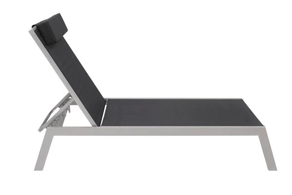 VILLANA Gartenliege, Silber/schwarz, Aluminium/Textil, 198 X 60 X 32 Cm, Verstellbar 5 VILLANA Gartenliege, Silber/schwarz, Aluminium/Textil, 198 X 60 X 32 Cm, Verstellbar - Image 5
