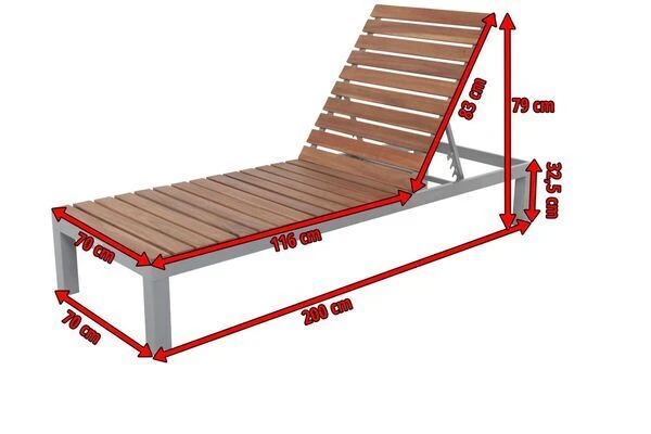 VILLANA Gartenliege, Alu / FSC-Akazienholz, 200 X 70 X 33 Cm, 4-Stufen Verstellbar 5 VILLANA Gartenliege, Alu / FSC-Akazienholz, 200 X 70 X 33 Cm, 4-Stufen Verstellbar - Image 5