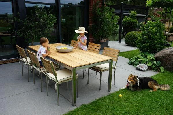 Ploß Brooklyn Tisch, Edelstahl/Teakholz, Gebürstet, 220x100cm 5 Ploß Brooklyn Tisch, Edelstahl/Teakholz, Gebürstet, 220x100cm - Image 5