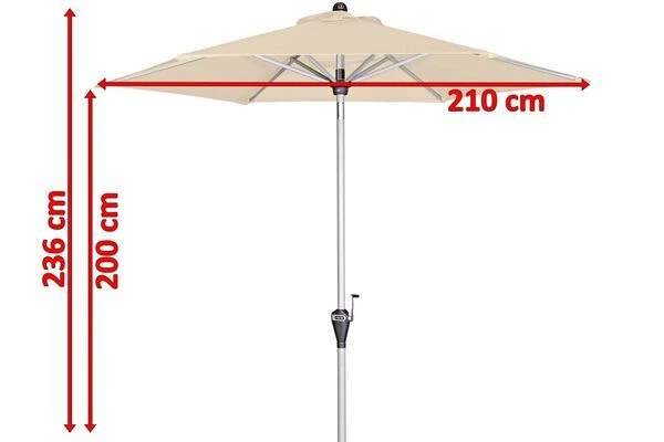 DOPPLER Active Auto Tilt Mittelstockschirm, Natur, Aluminium/Textil, Ø210cm, Höhenverstellbar, Knickbar, Mit Kurbel 5 DOPPLER Active Auto Tilt Mittelstockschirm, Natur, Aluminium/Textil, Ø210cm, Höhenverstellbar, Knickbar, Mit Kurbel - Image 5