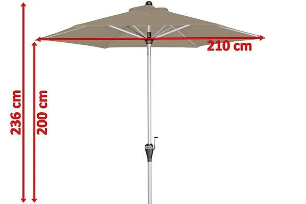 DOPPLER Active Auto Tilt Mittelstockschirm, Greige, Aluminium/Textil, Ø210cm, Höhenverstellbar, Knickbar, Mit Kurbel 5 DOPPLER Active Auto Tilt Mittelstockschirm, Greige, Aluminium/Textil, Ø210cm, Höhenverstellbar, Knickbar, Mit Kurbel – Bild 5