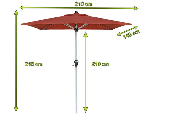 DOPPLER Active Auto Tilt Mittelstockschirm, Terracotta, Alu/Polyester, 210x140 Cm, Höhenverstellbar, Mit Kurbel 5 DOPPLER Active Auto Tilt Mittelstockschirm, Terracotta, Alu/Polyester, 210x140 Cm, Höhenverstellbar, Mit Kurbel - Image 5