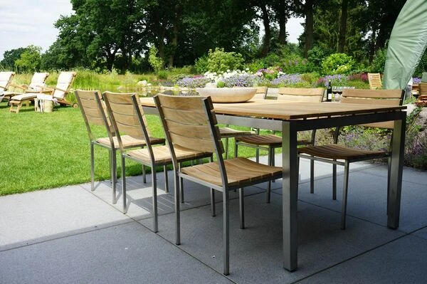 Ploß Brooklyn Tisch, Edelstahl/Teakholz, Gebürstet, 220x100cm 6 Ploß Brooklyn Tisch, Edelstahl/Teakholz, Gebürstet, 220x100cm - Image 6