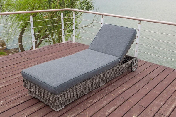 OUTFLEXX Rollliege, Grau, Polyrattan, 200x70x27,5cm, Rückenlehne 5-fach Verstellbar 7 OUTFLEXX Rollliege, Grau, Polyrattan, 200x70x27,5cm, Rückenlehne 5-fach Verstellbar - Image 7