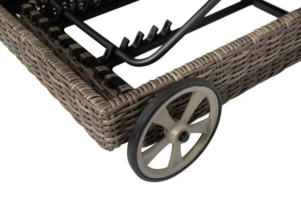 OUTFLEXX Rollliege, Grau, Polyrattan, 200x70x27,5cm, Rückenlehne 5-fach Verstellbar 8 OUTFLEXX Rollliege, Grau, Polyrattan, 200x70x27,5cm, Rückenlehne 5-fach Verstellbar - Image 8